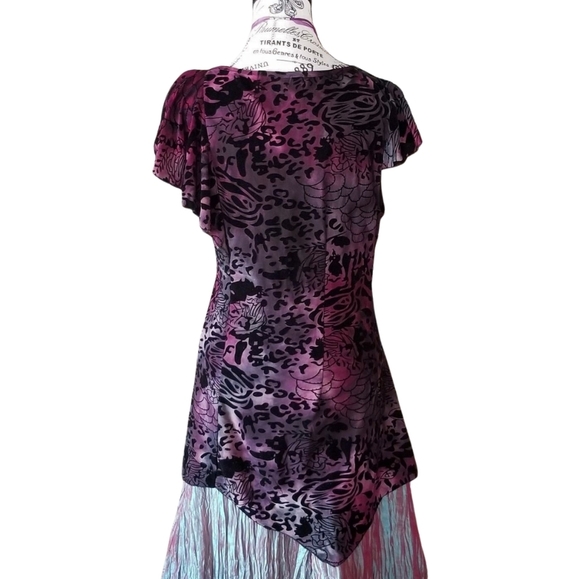 Tye dye effect velvet tunic top with ruffle - Picture 7 of 7